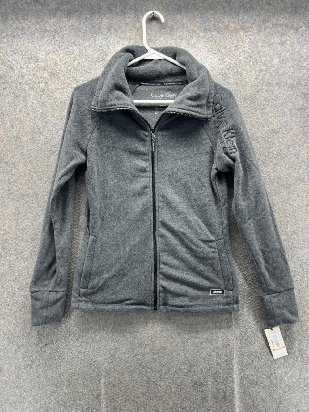 Calvin Klein Performance Jacket Womens Small Gray Fleece Full Zip Quick Dry